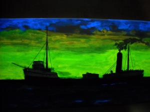 ship under black light