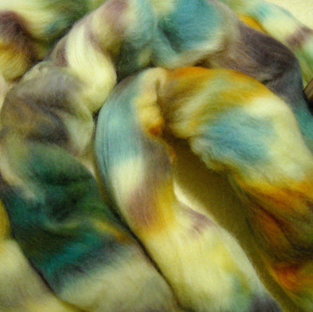 Woodland colors, hand dyed top