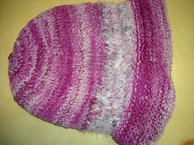 knitted magenta hat