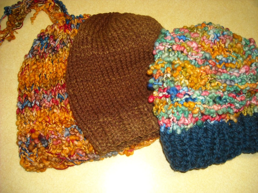 Three knit hats
